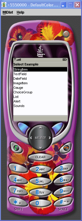 List Item MIDlet